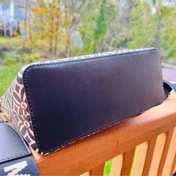 Michael Kors Cindy Dome Crossbody Bag Black White Logo Print Web Strap NWT - Picture 5 of 6